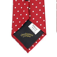Red Necktie with White Dots Orobianco L'unique