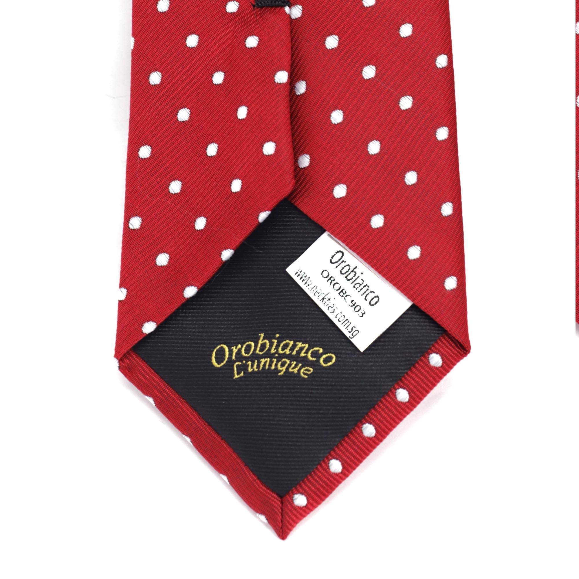 Red Necktie with White Dots Orobianco L'unique