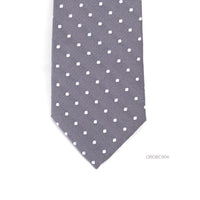 Grey Necktie with White Dots
