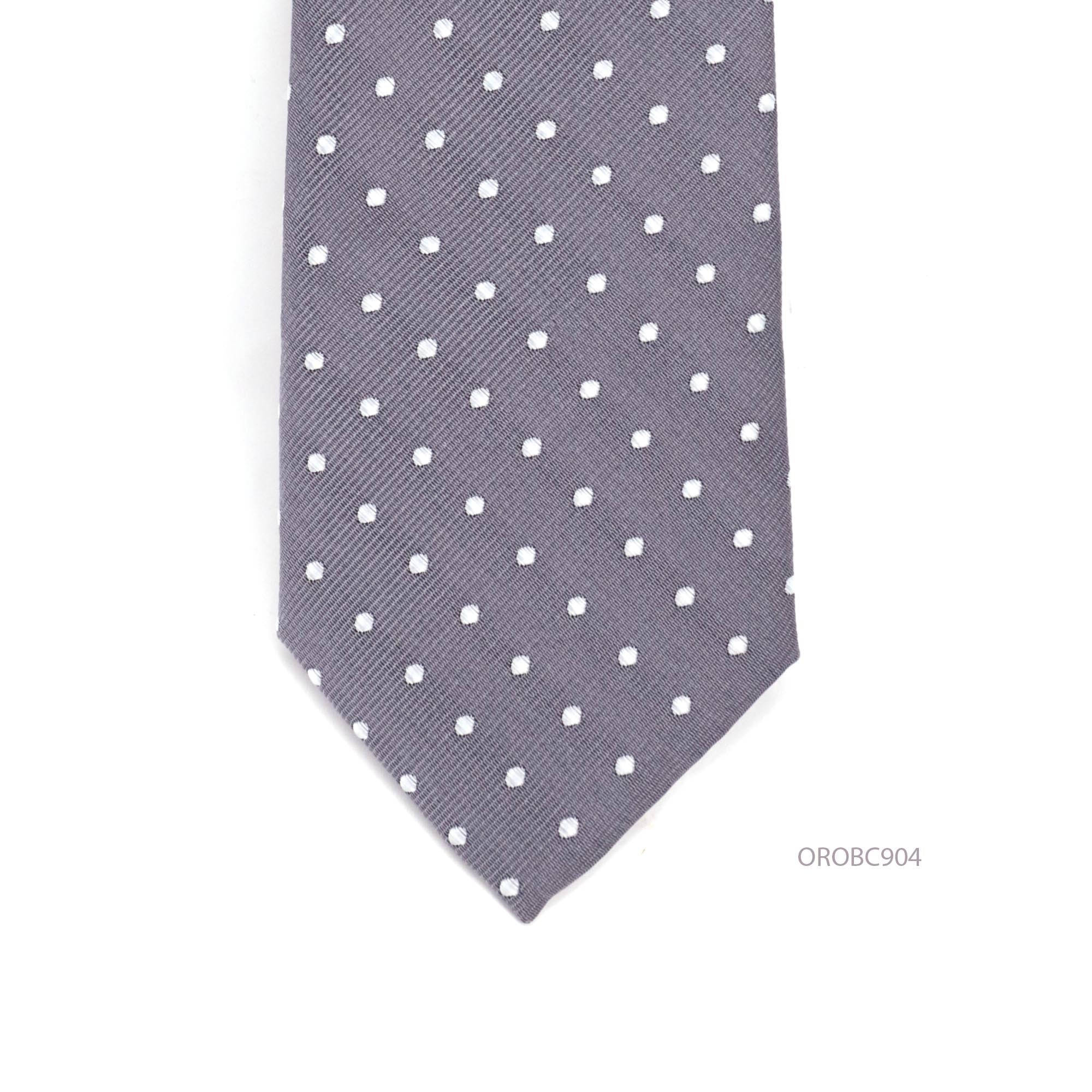 Grey Necktie with White Dots