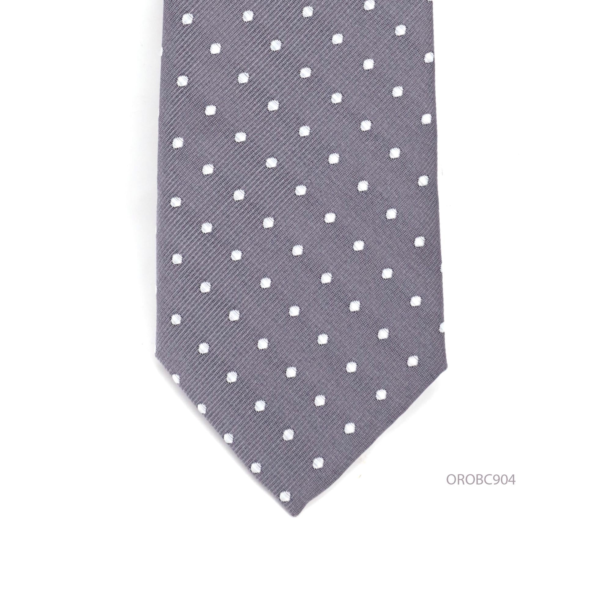 Grey Necktie with White Dots