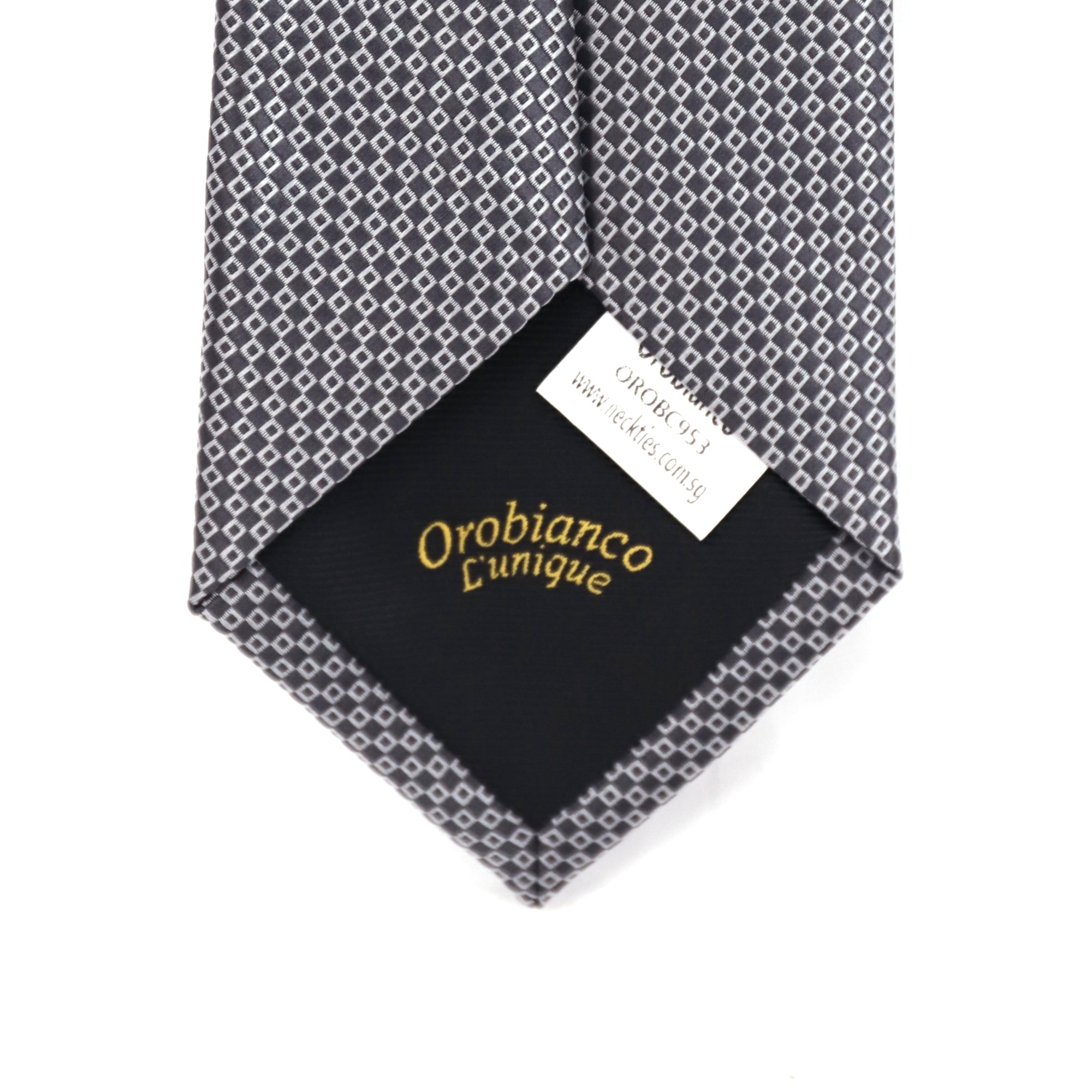 Small squared geometric necktie in Grey