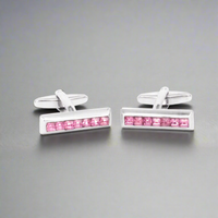 Pink Crystals Slim Rectangle Cufflink