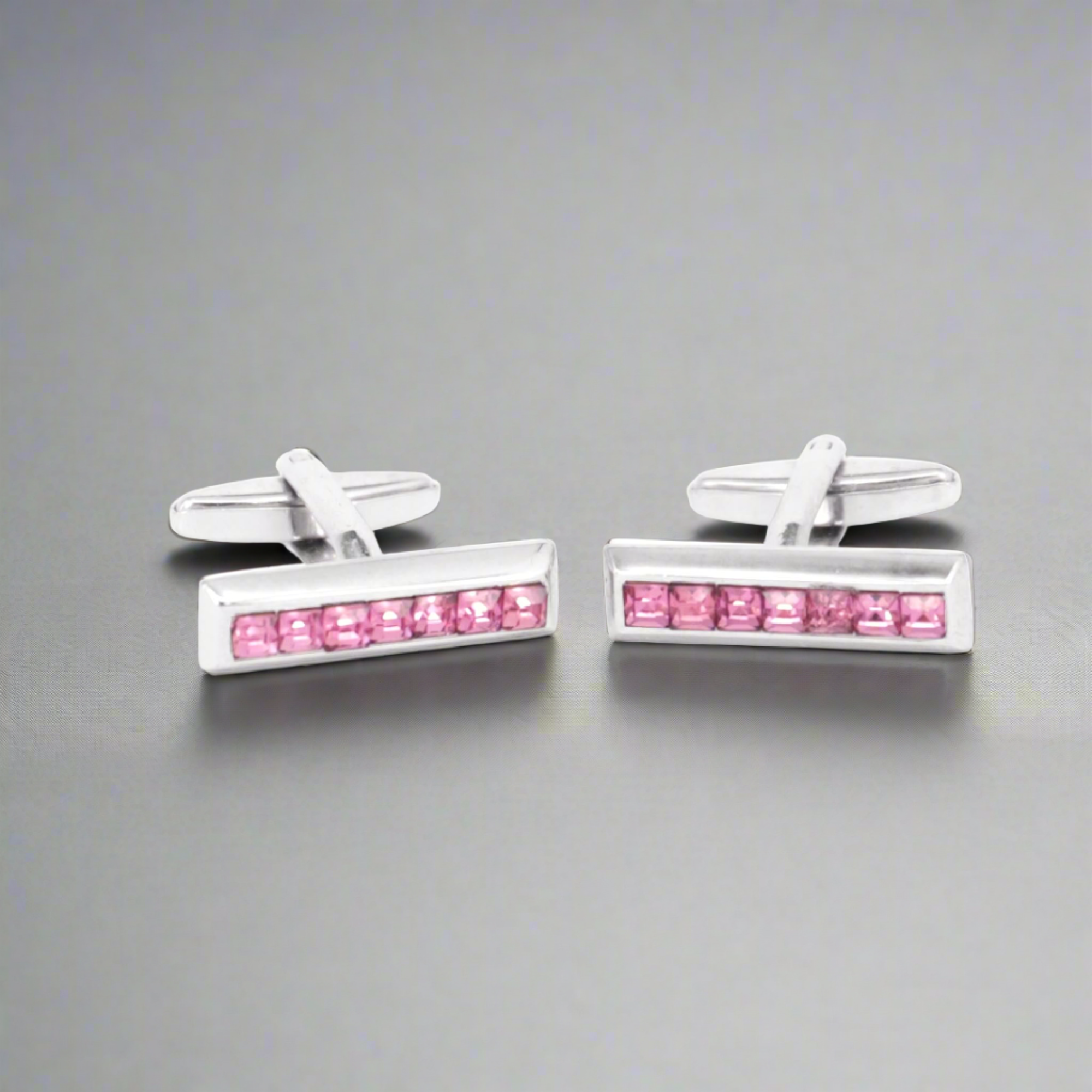 Pink Crystals Slim Rectangle Cufflink