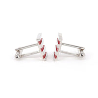 Red Stripe and Silver Square Cufflinks