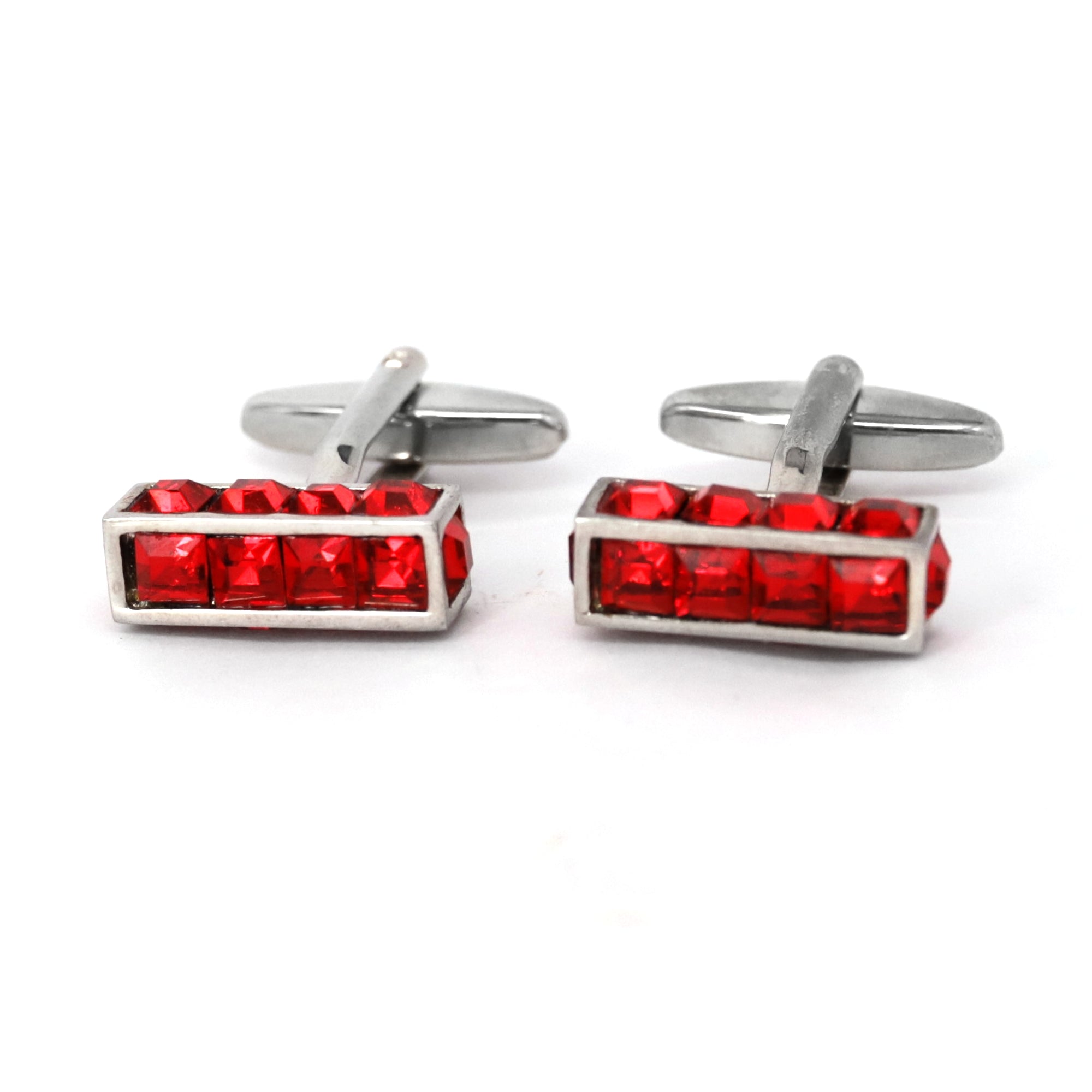 14 Red Crystal in Cylinder sqare Cufflink (Online Exclusive)