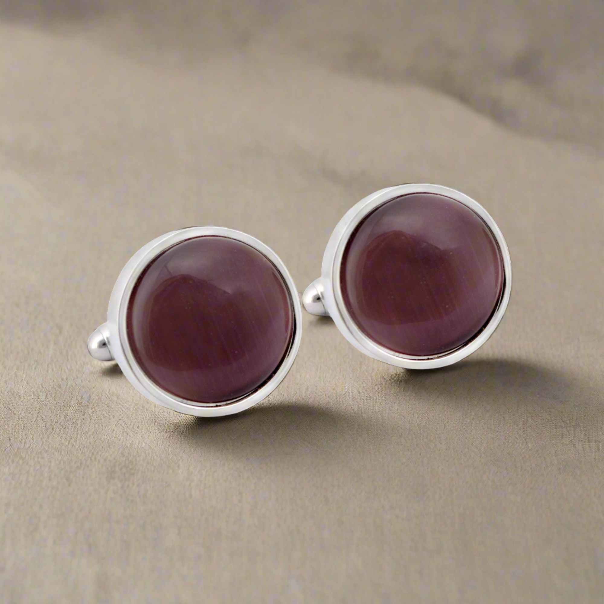 Round Purple Fibre Optic Glass Cufflinks (Online Exclusive)
