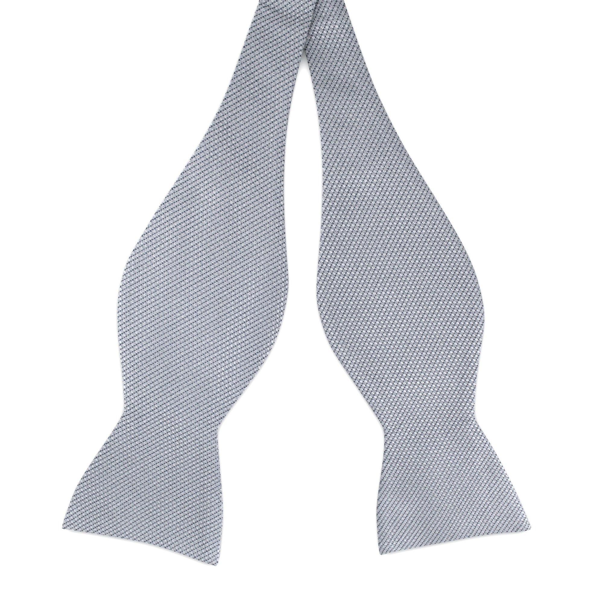Silver Grey Textured Self Tie and Ready Made Bow Tie