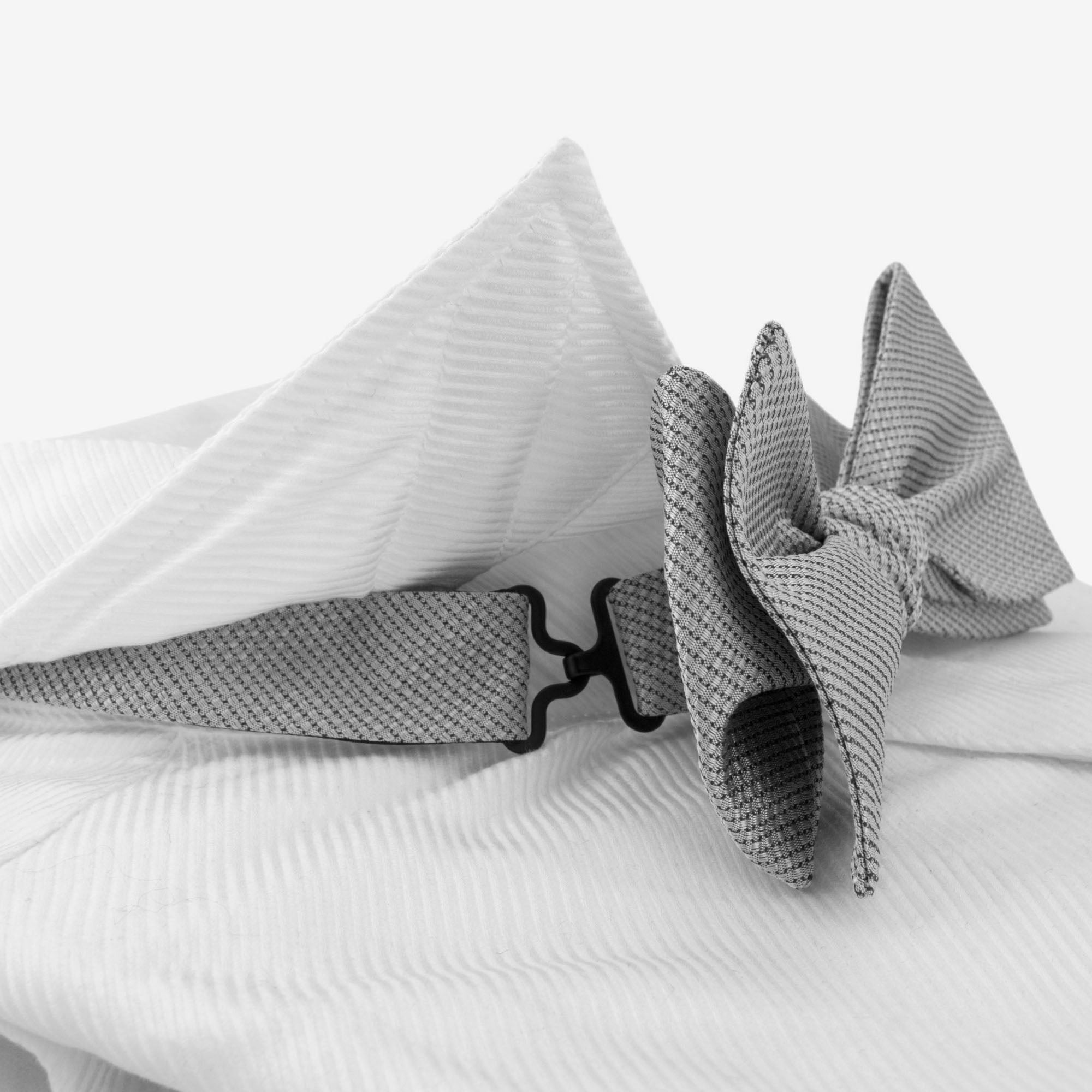 Silver Grey Textured Self Tie and Ready Made Bow Tie