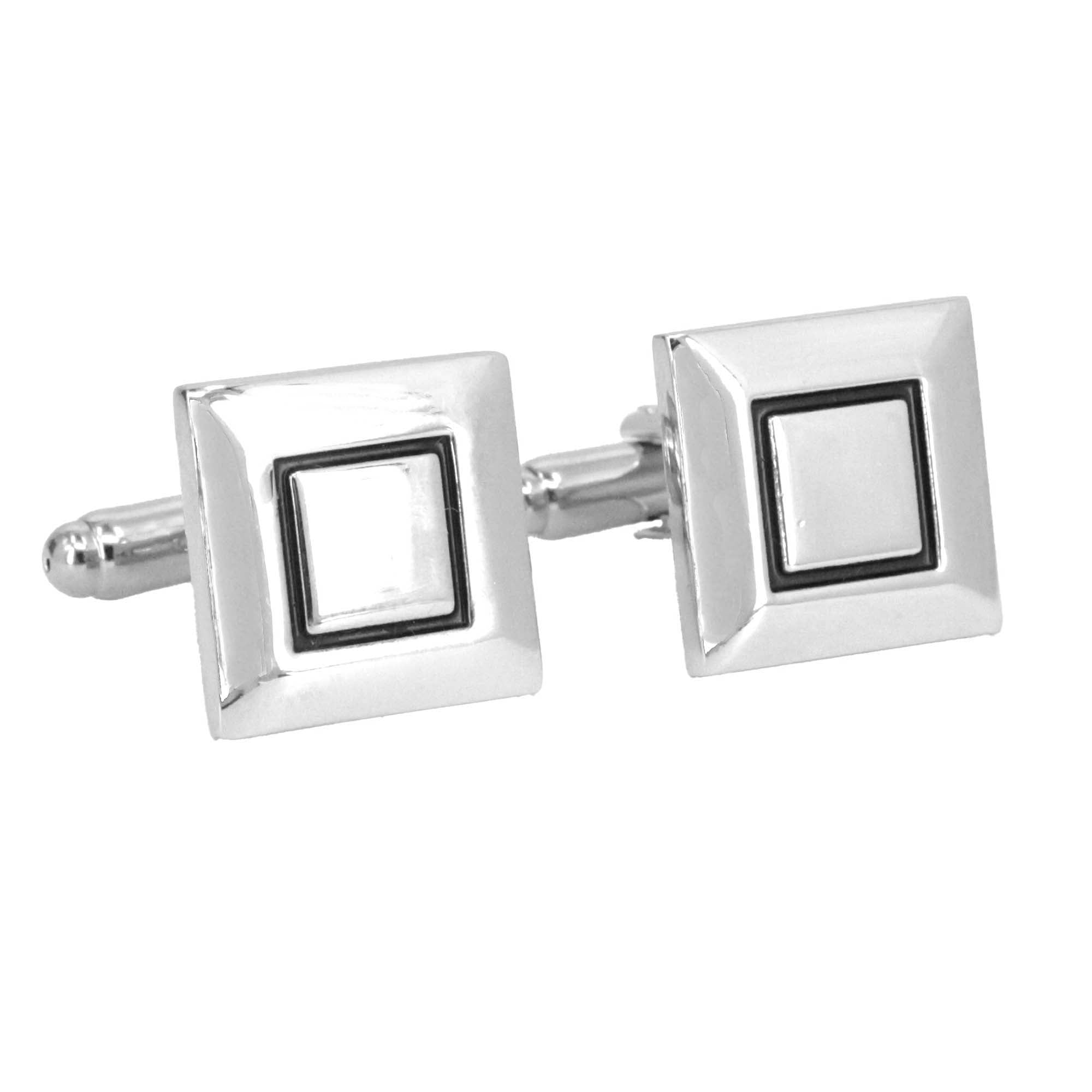 Square & Square Cufflinks in Silver and Black Square line