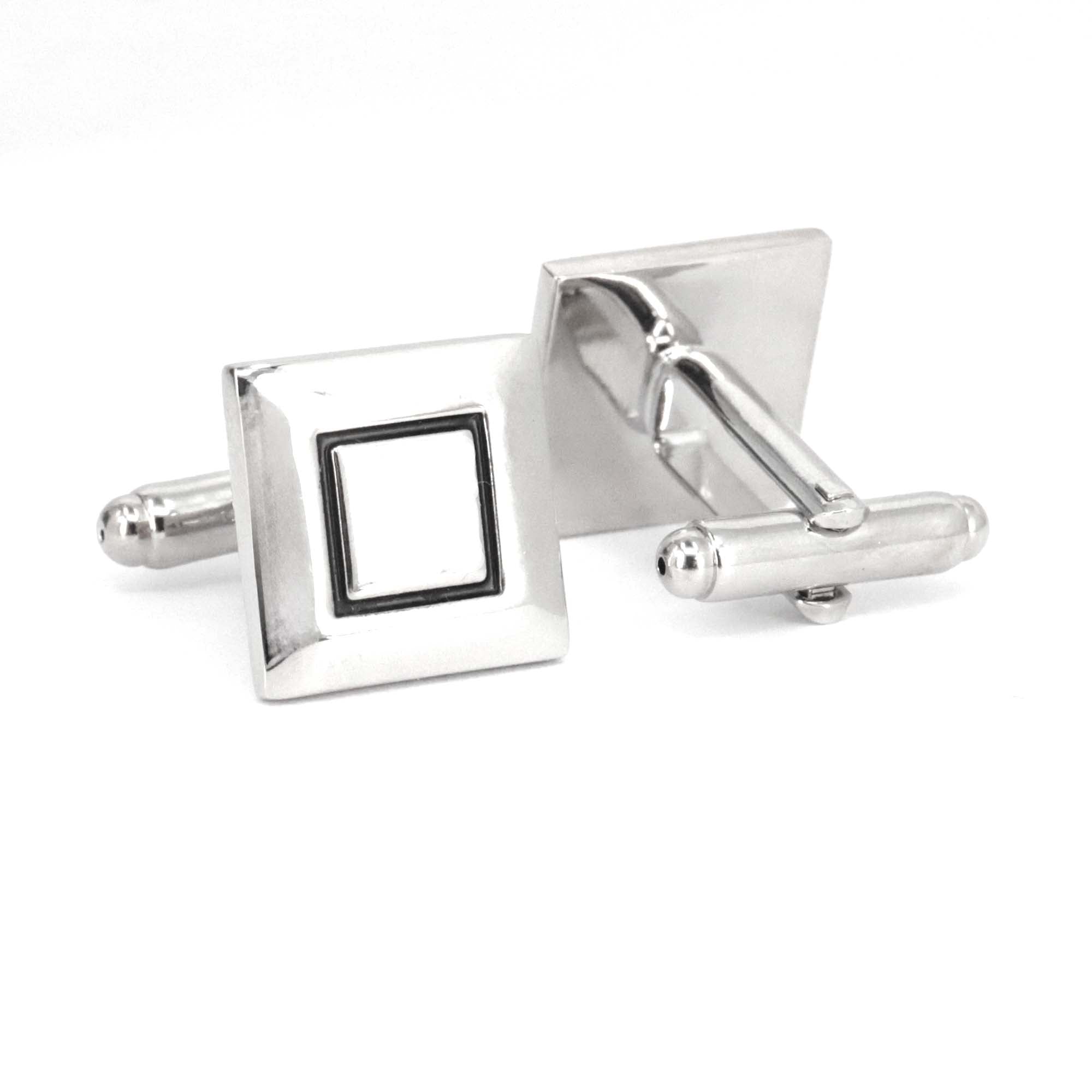 Square & Square Cufflinks in Silver and Black Square line