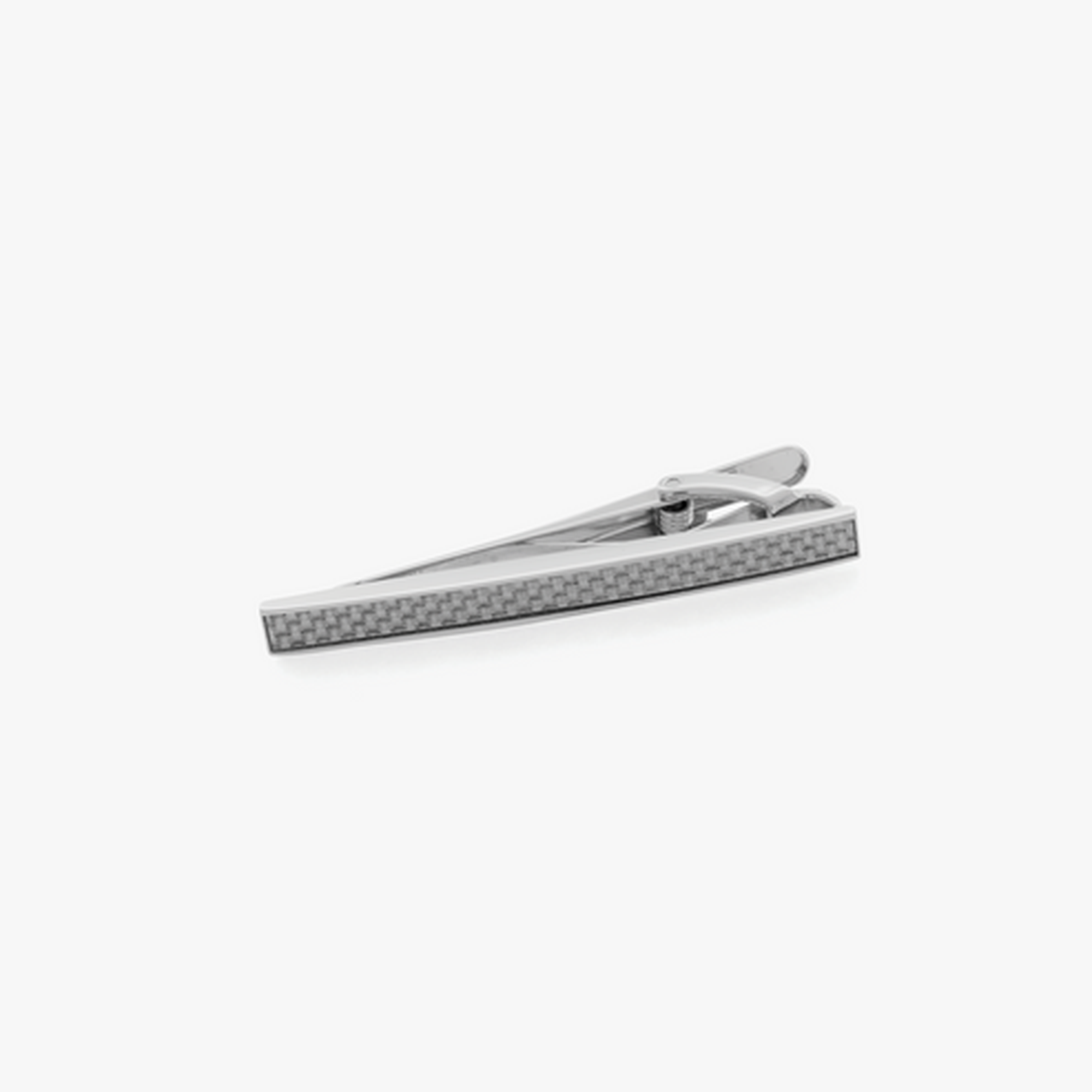Palladium Plated D-Shape Grey Carbon Fibre Tie Clip
