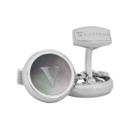 Monogram 蚀刻银袖扣带夹扣盖