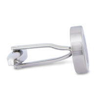 Silver round Cufflinks with Blue and Pink circle (Small size)
