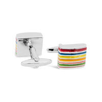 Multi Colour  Fiber Optic Rectangle Cufflinks