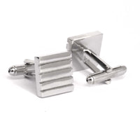 Silver Ribbed Rectangle Cufflinks - Orobianco L'unique