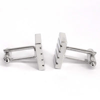 Silver Ribbed Rectangle Cufflinks - Orobianco L'unique