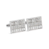 White Crystals Rectangle Cufflinks-Cufflinks.com.sg