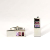 3 Purple Crystals Cufflinks-Cufflinks.com.sg