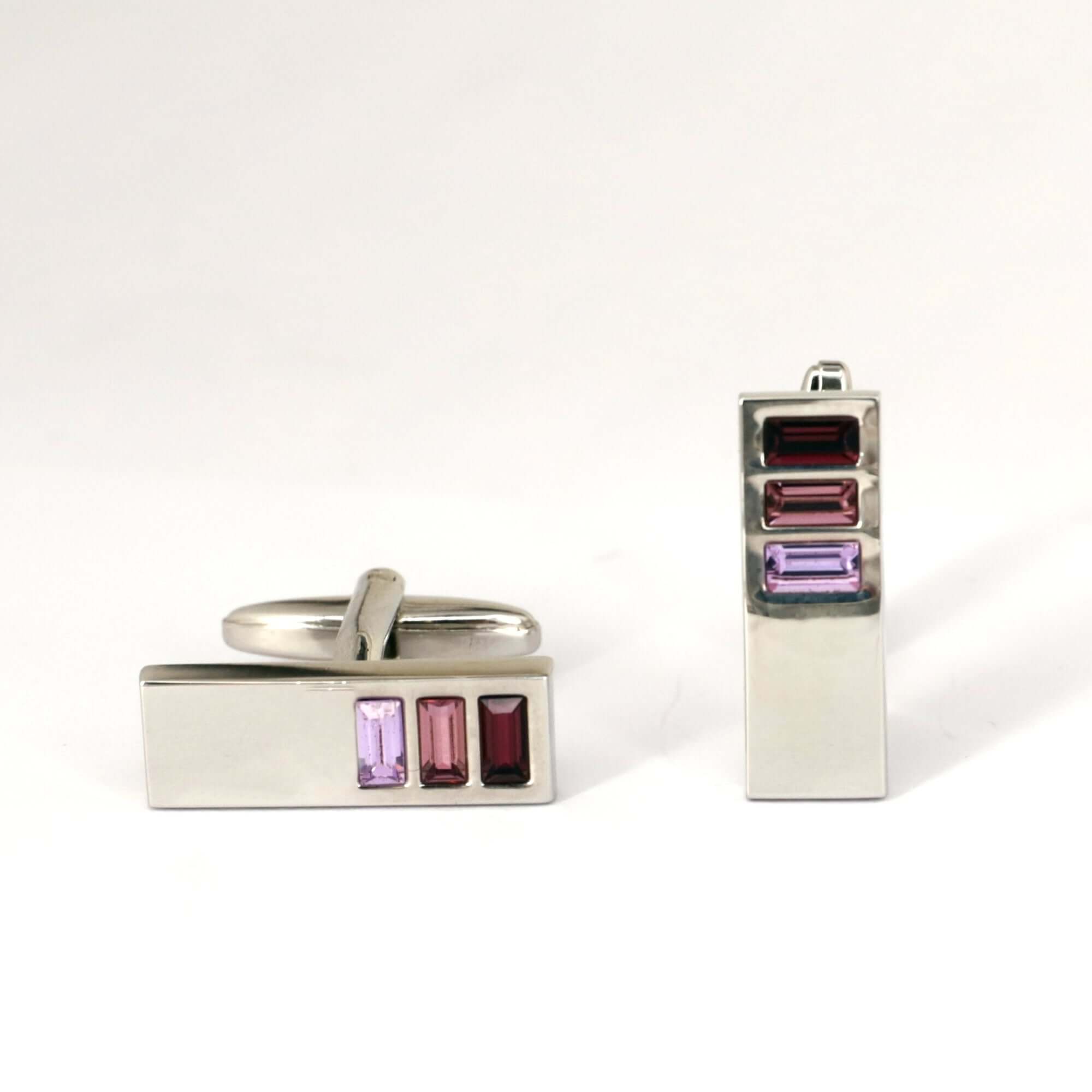 3 Purple Crystals Cufflinks-Cufflinks.com.sg