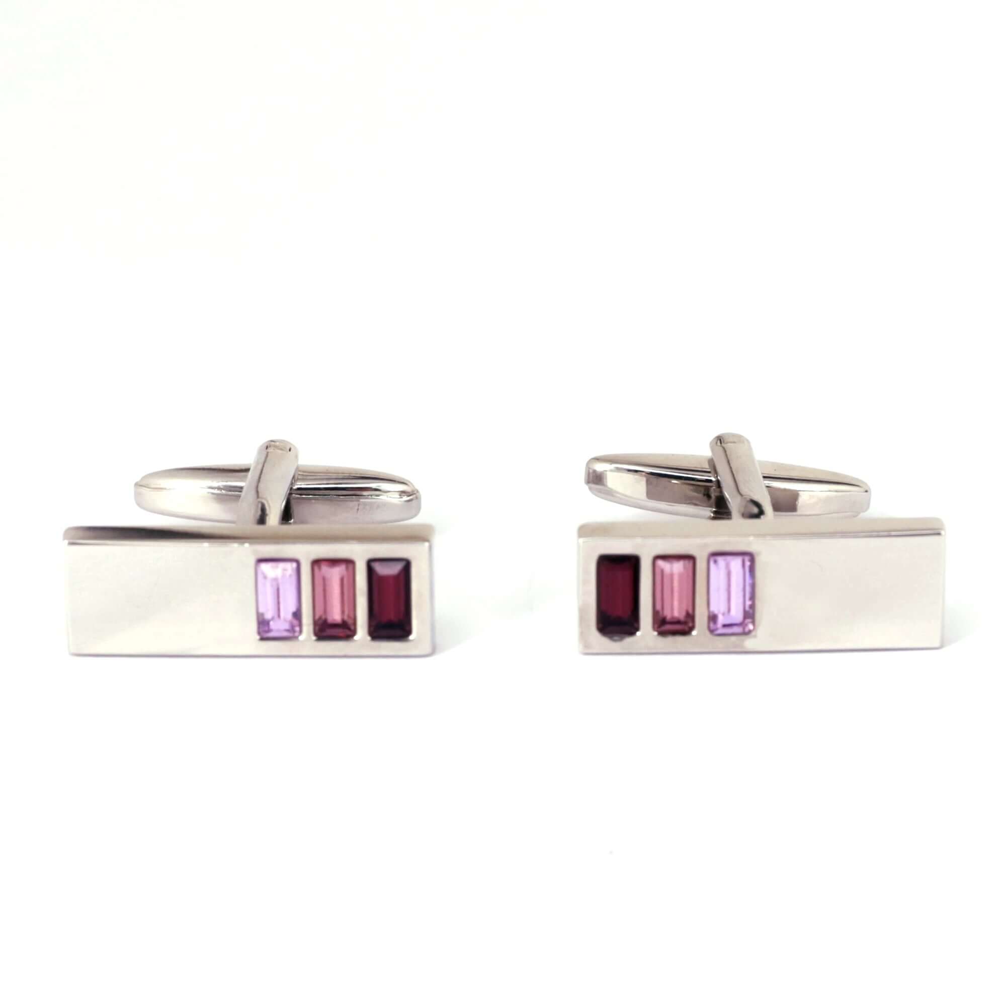 3 Purple Crystals Cufflinks-Cufflinks.com.sg