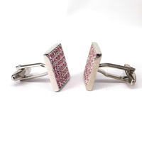 36 Pink Check Crystals Cufflinks-Cufflinks.com.sg