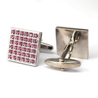 36 Pink Check Crystals Cufflinks-Cufflinks.com.sg