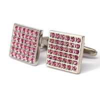 36 Pink Check Crystals Cufflinks-Cufflinks.com.sg