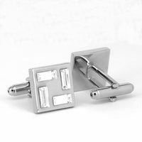 4 Clear Crystal Square cufflinks-Crystal Cufflinks-MarZthomson-Cufflinks.com.sg