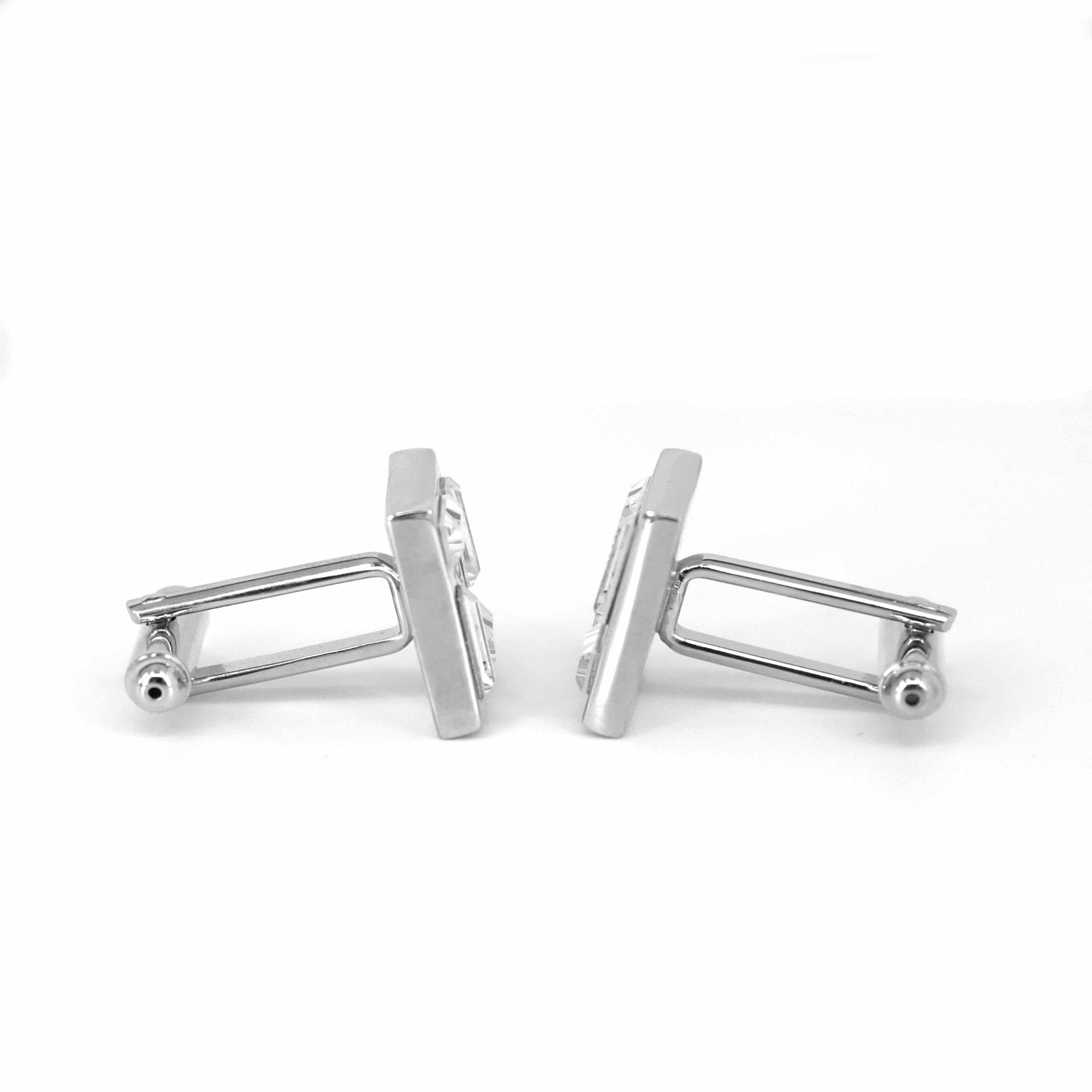 4 Clear Crystal Square cufflinks-Crystal Cufflinks-MarZthomson-Cufflinks.com.sg
