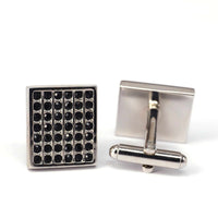 42 Black Check Crystals Cufflinks-Cufflinks.com.sg