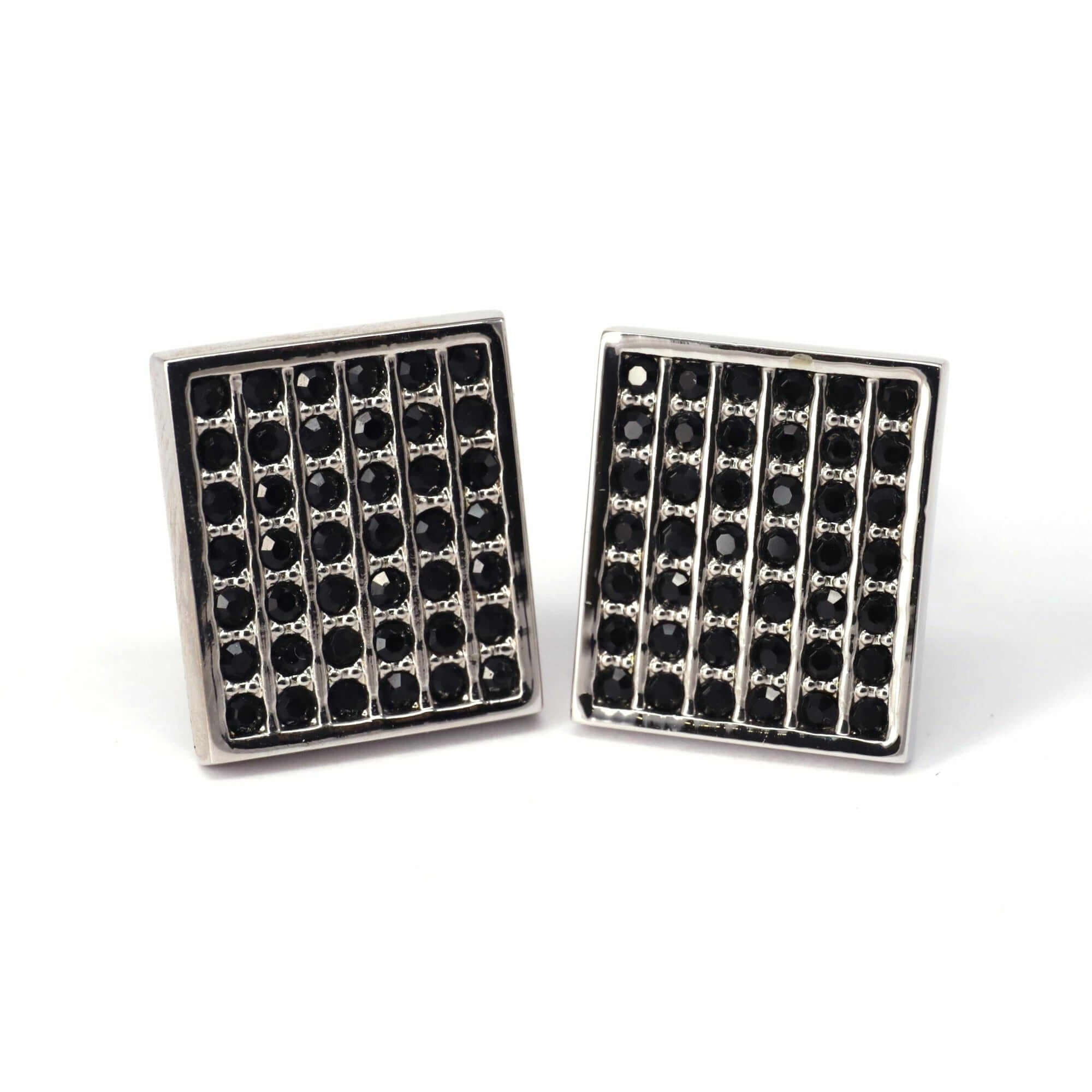 42 Black Check Crystals Cufflinks-Cufflinks.com.sg