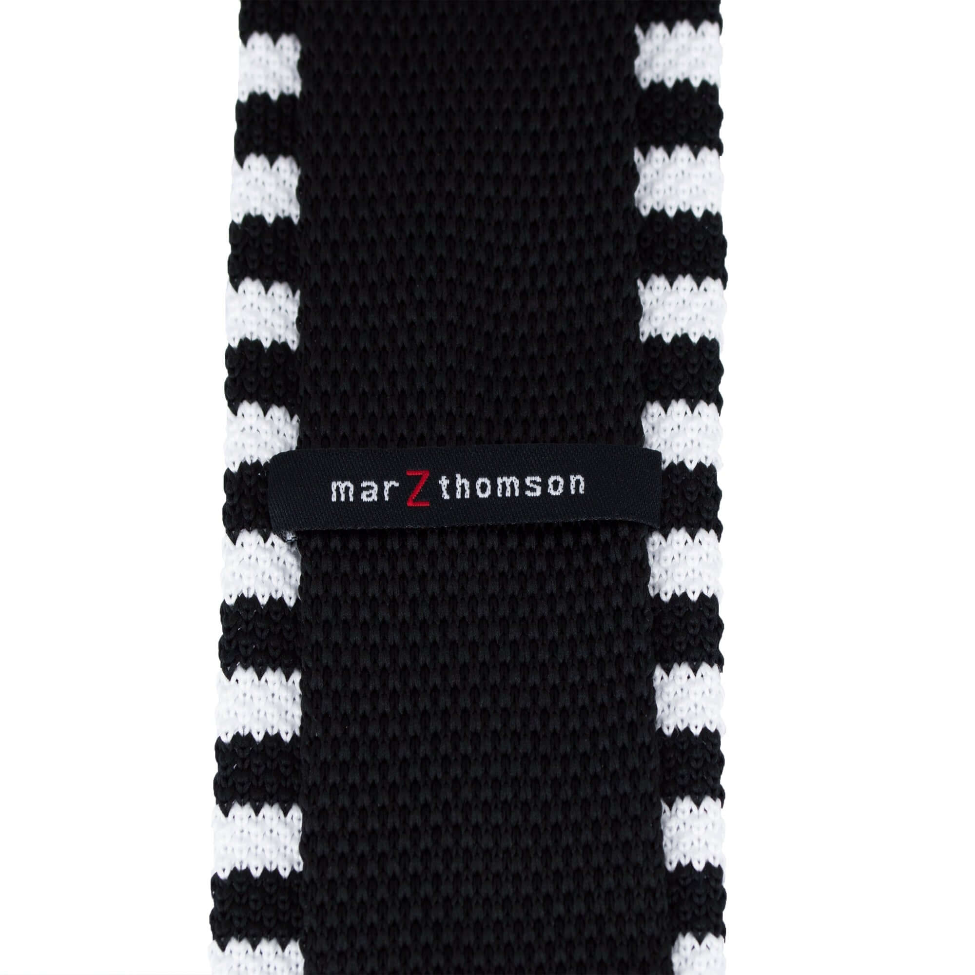 6.5cm Knitted Ties with Black and White Stripes-Cufflinks.com.sg | Neckties.com.sg