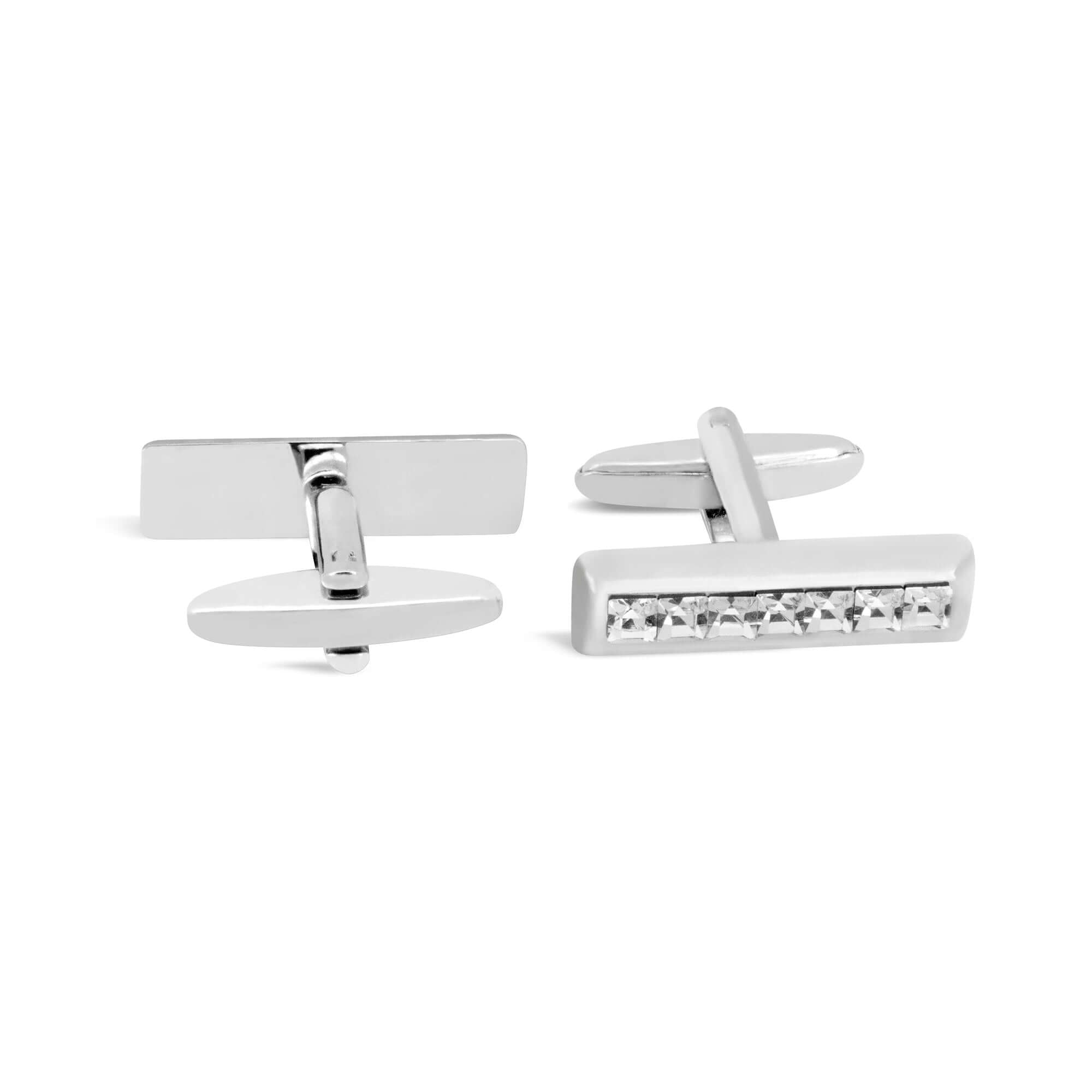 Rectangle White Crystals Cufflinks-Crystal Cufflinks-MarZthomson-Cufflinks.com.sg