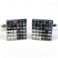8 Gradient Light Blue Grey White Cufflinks-Crystal Cufflinks-MarZthomson-Cufflinks.com.sg