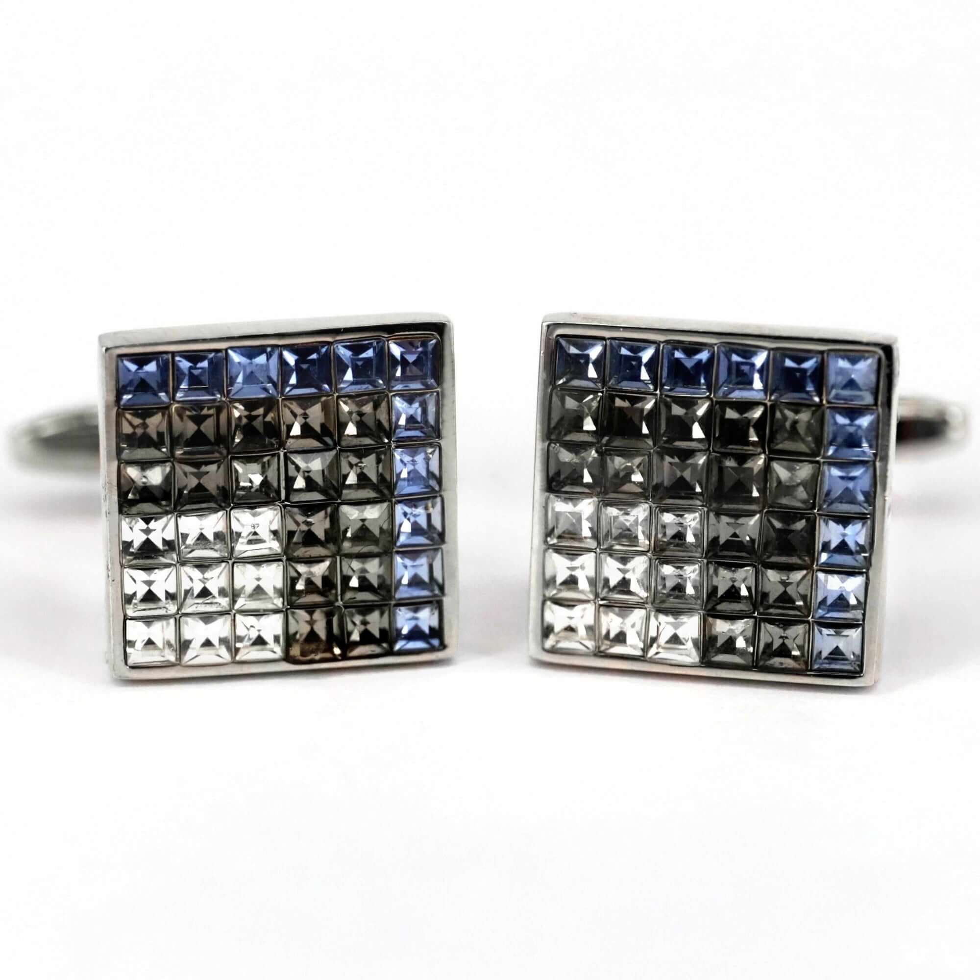 8 Gradient Light Blue Grey White Cufflinks-Crystal Cufflinks-MarZthomson-Cufflinks.com.sg