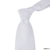 8cm White Geometric Detail Woven Tie F-Cufflinks.com.sg | Neckties.com.sg