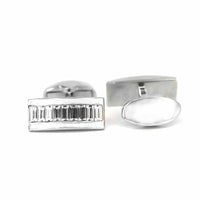 9 Clear Crystal Rectangle Cufflinks-Cufflinks.com.sg