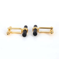 MarZthomson Black Cylinder Cufflinks with Gold (Online Exclusive)