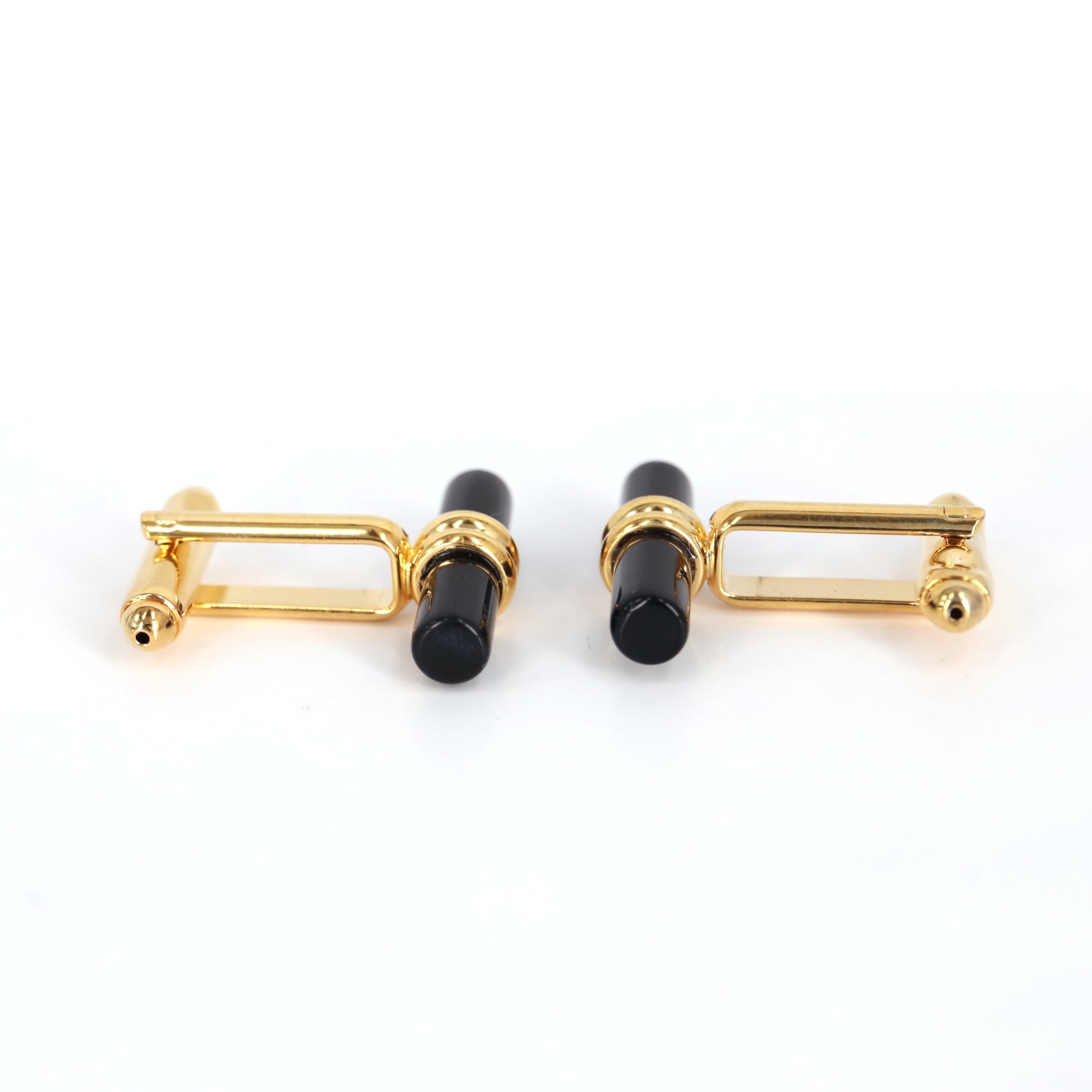 MarZthomson Black Cylinder Cufflinks with Gold (Online Exclusive)