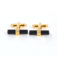 MarZthomson Black Cylinder Cufflinks with Gold (Online Exclusive)