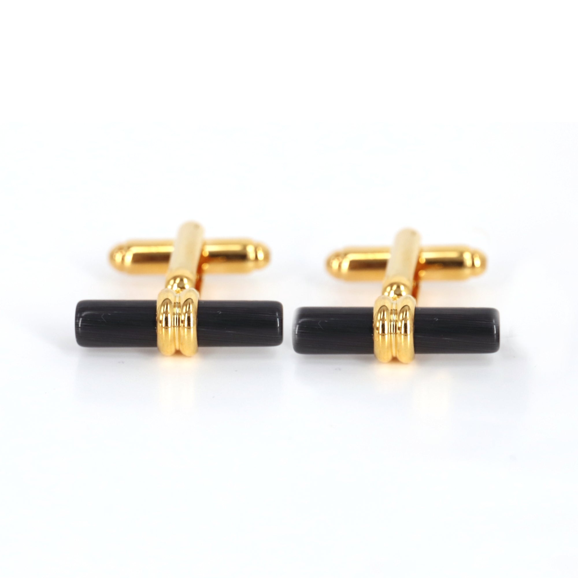 MarZthomson Black Cylinder Cufflinks with Gold (Online Exclusive)