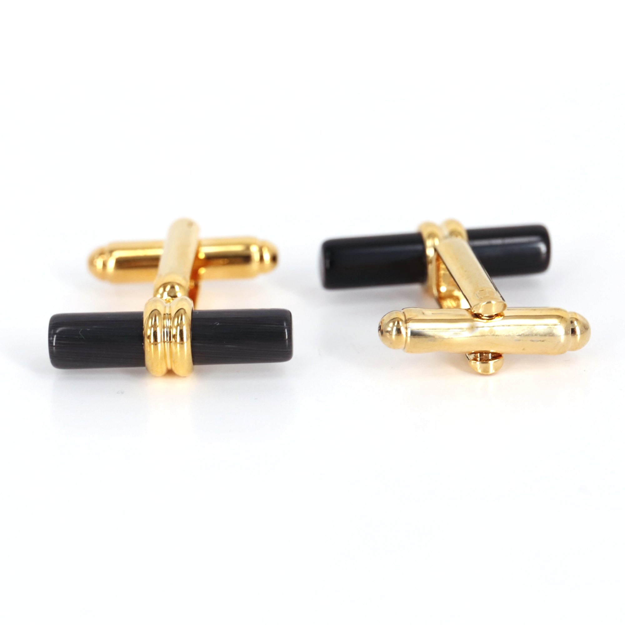 MarZthomson Black Cylinder Cufflinks with Gold (Online Exclusive)