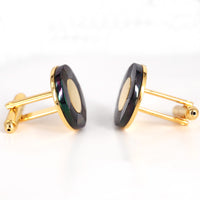 Gold Round Cufflinks with Gunmetal  Elements (Online Exclusive)
