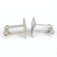 Silver Rectangle Cufflink with Centre Mirror-Finish