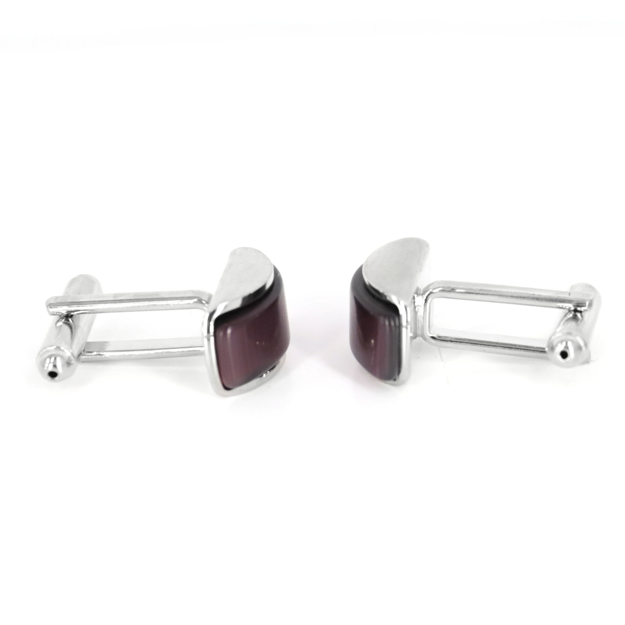 Dark Purple Spherical wedgefiber ( D-Shape) Fiber Optic Cufflinks (Online Exclusive)