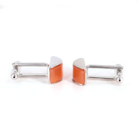 Spherical wedge in orange fiber optic Cufflinks