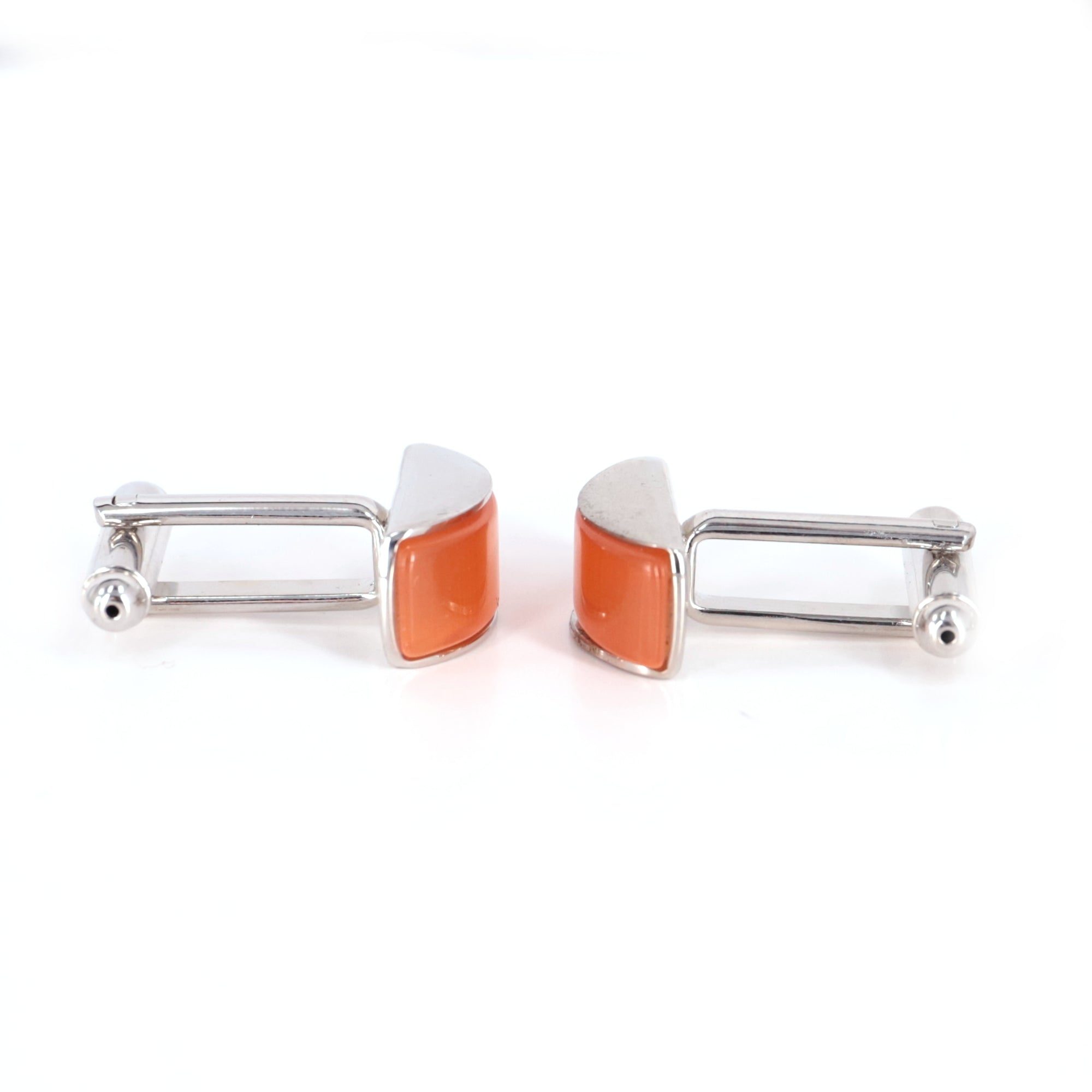 Spherical wedge in orange fiber optic Cufflinks