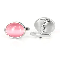 Oval Light Pink Fibre Optic Glass Cufflinks (Online Exclusive)