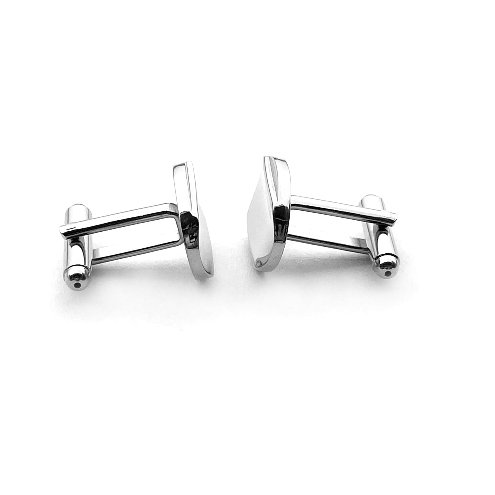 Silver Oval  With Central Curve Cufflinks